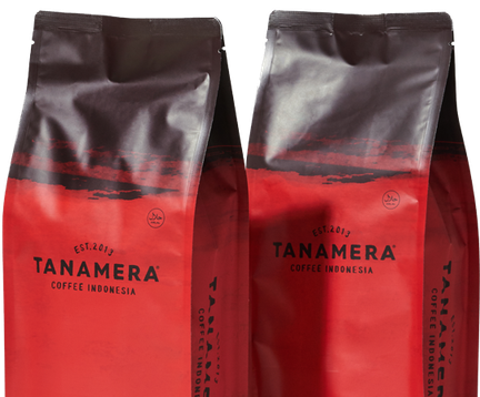Tanamera Coffee cup and beans